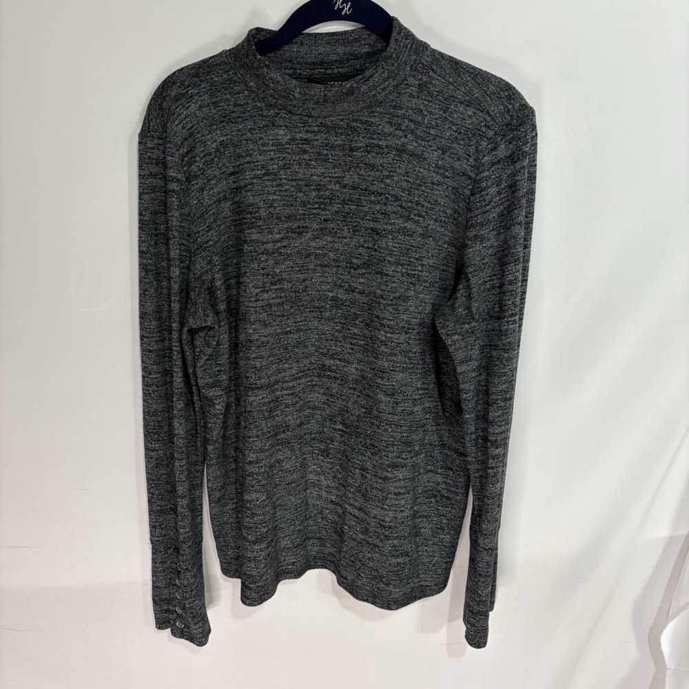 Rafaella Womens Gray Long Sleeve Top Button Cuff Accent Size M Regular Fit